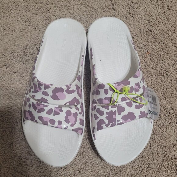 Womens OOFOS OOFOAM OOAH Limited Rose Leopard Style 1103 Slide Sandals Size 11 - Picture 6 of 7